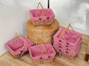 Panier de pique-nique en rotin tendance et artisanal, panier de rangement écologique, produits artisanaux fabriqués par VgreenArt au Vietnam - Product Image 2