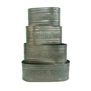 Juego de macetas de metal modernas Maceta suculenta vintage Patrón natural galvanizado Jardín Decoración interior al aire libre - Product Image 1