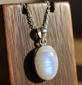 925 argent Sterling bohème pendentif qualité naturelle bleu pierre de lune guérison cristal pierres 18K mode goutte forme pendentifs cadeau - Product Image 3