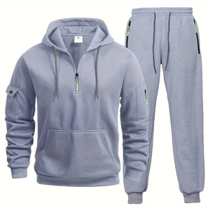 Conjuntos Deportivos Casuales de Invierno para Hombre, Ecológicos, con Capucha y Cintura Elástica, Tallas Grandes, Color Sólido y Estampado, Venta al Por Mayor - Product Image 1