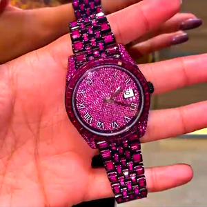 Reloj de Lujo Personalizado con Cuarzo y Moissanita Cuadrada |   Estilo Empresarial Antiguo |   Esqueleto con Incrustaciones de Diamantes VVS |   Probador de Diamantes al por Mayor - Product Image 4