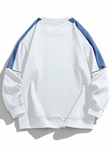 Sudadera de algodón con mangas raglán para hombre, Sudadera de cuello redondo contrastante a la moda, adecuada para Otoño e Invierno - Product Image 2