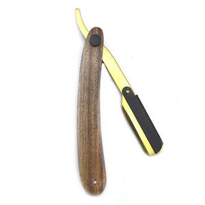 Maquinilla de afeitar profesional de una sola hoja con diseño dorado para hombres, mango de madera natural desechable para un afeitado perfecto y afeitado de Bikini - Product Image 5