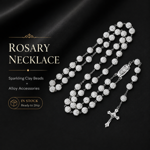 Rosario de Arcilla Polimérica Brillante con Cuentas de 10mm y Diamantes de Imitación, Diseño de Bola Disco, Rosario Católico de Nuestra Señora de Guadalupe - Product Image 1
