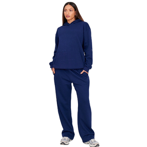 Ensemble de survêtement en coton pour femme, jogging à fermeture éclair, ensemble de vêtements de sport décontracté en deux pièces, tenue d'entraînement de gym, vêtements de course - Product Image 1