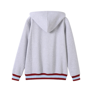 Sudadera con Capucha Kankakee Kays Premium Winter Grey Unisex, 100% Algodón Orgánico, Felpa, Logotipo de Chenilla, Cordones Azules, Luz Roja - Product Image 4