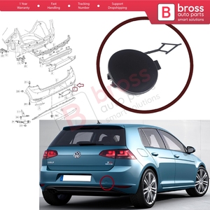 Cubierta de Gancho de Remolque para Parachoques Trasero BSP1092 5GG807441 para Golf MK7 2013-2016 Pre-Facelift - Product Image 5