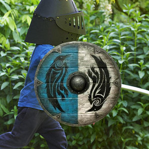 <strong>Handicraft</strong> Round Viking Wood Designer Shield Carnival Rome Round Shield Weapon Toy Play Halloween Cosplay Props Viking Shield - Product Image 5