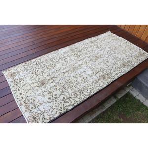 พรมตุรกีวินเทจ ขนาด 2.7x6.1 ฟุต พรมสีขาวน้ำตาลทำจากขนสัตว์แท้ - Product Image 2