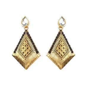 The99Jewel Gold Plated Kundan Dangler Earrings <b>Fine</b> <b>Hoop</b> <b>Earings</b> with Stone embellishments - Product Image 1