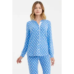 Conjunto de Pijama largo de algodón personalizado de fábrica, ropa de salón para el hogar, ropa de dormir de Modal para mujer, pijamas de bambú Modal - Product Image 2