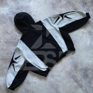 Sudadera con Capucha Unisex 2024, Estilo Casual Urbano, Estampado Personalizado, Lavada, Negra, Corte Holgado, Hombros Caídos, Desgastada, 100% Algodón, Felpa Sólida - Product Image 4