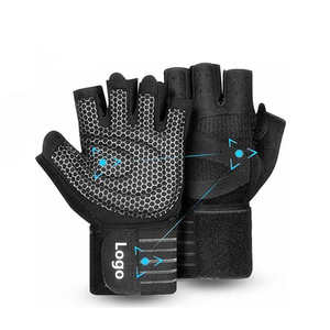 Logotipo personalizado de alta calidad Fitness ejercicio levantamiento de pesas mujer hombre gimnasio medio dedo guantes de entrenamiento uso profesional guantes de gimnasio - Product Image 1