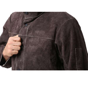 Veste de soudage en cuir de vache fendu, résistante à la chaleur et aux flammes, équipement de soudage durable pour le travail de sécurité - Product Image 4