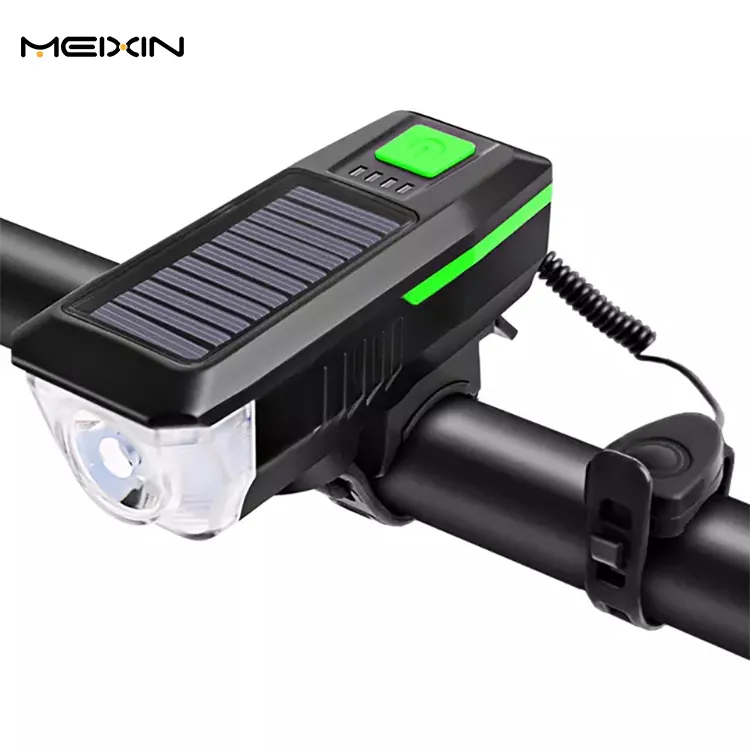 Meixin Bike Solar Horn Headlight 2000mAh Battery USB Rechargeable Bicycle Headlight T6 Bicycle Front Light