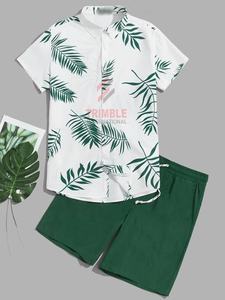 Conjunto corto de verano de alta calidad para hombres Material personalizado de la mejor calidad 100% conjunto corto de algodón para hombres - Product Image 3