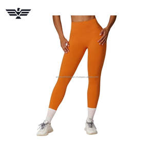 Meilleurs ensembles de leggings de yoga pour femmes de haute qualité, taille haute élastique, couleur unie, longueur cheville, en Spandex/Nylon extensible - Product Image 6