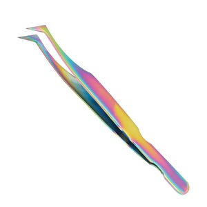 Pinzas de pestañas de acero inoxidable con punta de fibra con logotipo personalizado, herramienta de extensión de pestañas con punta puntiaguda - Product Image 3