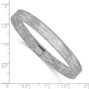 Leslie's 14K White Rhodium Polished Stretch <b>Bangle</b> Fine Chain & Link <b>Bracelets</b> - Product Image 2