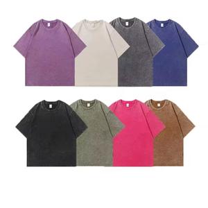 2025 nouveauté haute qualité 100% coton lavé à l'acide Vintage T-Shirt broderie personnalisée pour femmes et hommes - Product Image 5