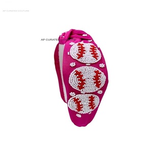 Bandeau tendance à nœuds perlés, fait main avec des perles de rocaille, bandeaux de baseball personnalisés, produit à succès pour les fans, journée de match 2026 - Product Image 1