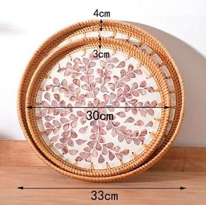 Bandeja de Servicio de Ratán y Mimbre con Buen Diseño, Perfecta para Mesa de Comedor, Comida y Postres, Bandejas de Servicio Elegantes y Ligeras - Product Image 5