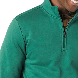 Sweat-shirt à demi-fermeture éclair avec logo de broderie pour hommes, personnalisé en usine, de couleur unie - Product Image 6