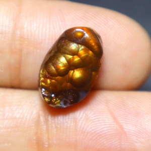 Cabochon d'agate de feu mexicaine naturelle de 7.00 carats Druzy lisse 15X9X5MM coupe ovale pour la fabrication de bijoux pierres précieuses en vrac - Product Image 1