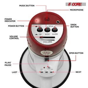5 Core Megaphone 50W Bull Horn PA <b>Speaker</b> w 300M Range Loud Siren Voice <b>Amplifier</b> Portable - Product Image 6
