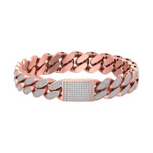 Iced Out 14Kt Gold Cuban Bracelet Opciones Amarillo Blanco y Rosa con Diamantes de Laboratorio - Product Image 4