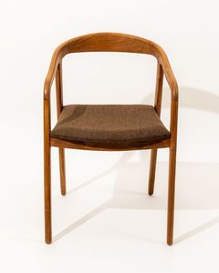 Chaise scandinave en bois du milieu du siècle avec dossier incurvé et rembourrage doux et chaud Sièges élégants pour la salle à manger ou le salon - Product Image 5