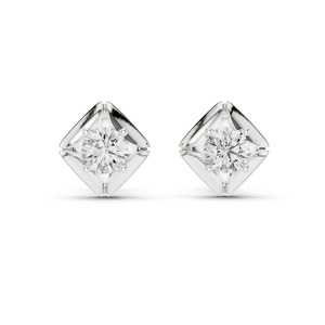 14K oro amarillo elegante 4 MM tachuelas redondas laboratorio cultivado diamante pendientes mujer 14K oro joyería laboratorio creado joyería - Product Image 2