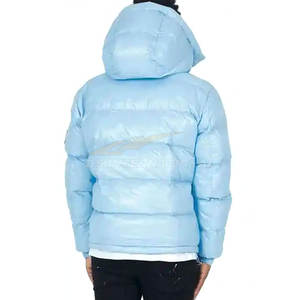 Vêtements d'hiver pour hommes de haute qualité, couleur unie, vestes à capuche à col montant et bouffantes, doudoune chaude en coton, vente en gros - Product Image 3