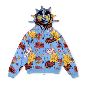 Sudadera con estampado personalizado para hombre con arte texturizado en relieve y material grueso, ideal para looks urbanos y streetwear. - Product Image 1