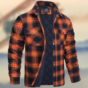 <b>Men's</b> Retro <b>Flannel</b> Plaid Shirt <b>Jacket</b> Winter Autumn Casual Long-Sleeved Windbreaker Lapel Motorcycle Auto Racing Wear Plus Size - Product Image 5