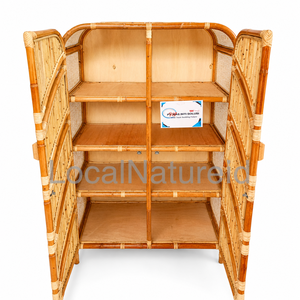 Natural Rattan <b>Storage</b> Cabinet Bamboo Side Chest of <b>Drawers</b> Canopy Organizer <b>for</b> Living Room Bedroom Home Decor - Product Image 4