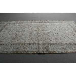 Tapis turc, 3,8x6,8 pieds, tapis vintage, tapis en laine gris brun style sud-ouest - Product Image 3