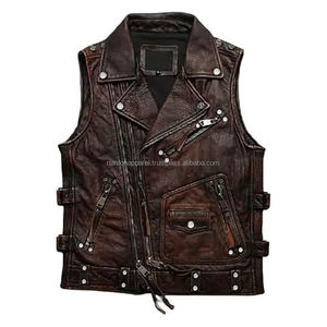 Professional Manufacture Men's Casual Thickly Fleece PU Leather Vest Waistcoat <b>Covered</b> Button Men's <b>Tank</b> Tops for Winter Season - Product Image 5