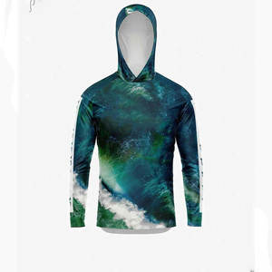 Custom Fishing Hoodie With Long Sleeve Hood Lightweight Polyester Fabric <b>Moisture</b> <b>Wicking</b> Properties And Sun Protection - Product Image 1