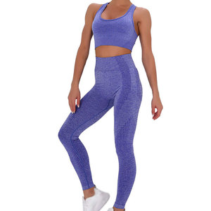 Ensemble de yoga 2 pièces élégant et confortable pour femmes, motif solide, évacuation de l'humidité, tenue de sport à séchage rapide - Product Image 1