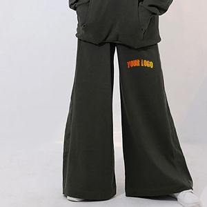 Pantalon de survêtement pour homme, coupe ample, bas ouvert, séchage rapide, poids moyen, fermeture éclair, 100% coton, anti-rides, logo personnalisé, décontracté pour l'automne - Product Image 1