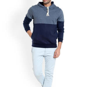 Sweat à capuche décontracté pour homme, bicolore bleu, en tissu doux, idéal pour l'hiver, confortable au quotidien - Product Image 3