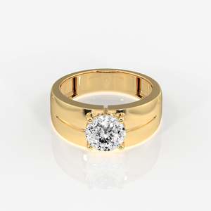 Anillo Clásico Sencillo para Hombre en Oro de 18K con Diamante Moissanita Portugués, Elegante y Atemporal - Product Image 1