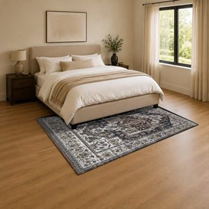 <b>RUGS</b> DEPOT LXDP-1009 Wholesale <b>Charcoal</b> <b>Grey</b> Modern Vintage Digital Printed Machine Washable Chenille Area <b>Rug</b> Non Slip - Product Image 3