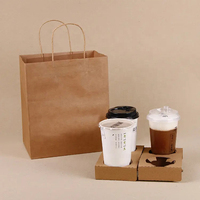 Sacs de transport en papier kraft solides et écologiques avec poignées, emballage imprimé personnalisé pour les courses de supermarché, vêtements à emporter avec votre logo