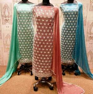 Designer moderne non cousu brodé à la main indien mode-avant costumes pour femmes Protection solaire taille libre élégant traditionnel - Product Image 1