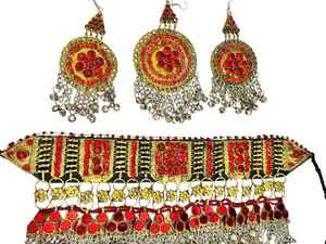 Parure de bijoux vintage afghane Kuchi en acier inoxydable pour femme, légère et respirante, collier et boucles d'oreilles pour mariage et fête - Product Image 5