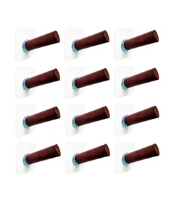 Crochets auto-adhésifs pour mur 12 pièces en bois massif, cintres pour chapeau de cow-boy pour crochet mural Crochets naturels pour mur - Product Image 1