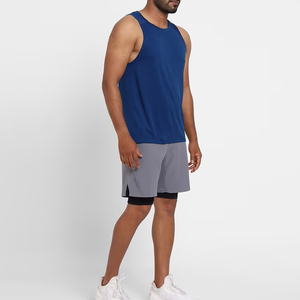 Couleur bleue hommes gym fitness débardeur 2024 personnalisé classique col rond confortable Durable séchage rapide respirant doux hommes débardeur - Product Image 3
