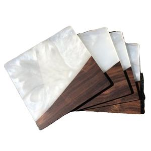 Posavasos cuadrado de madera Natural para Decoración de mesa, posavasos cuadrado de resina de alta calidad para taza de café - Product Image 1